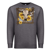 Charcoal Heather western bull skull Premium Sweatshirt - MaliasSmallBusiness