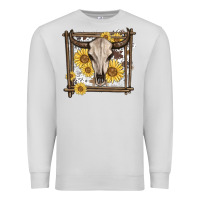 Dove Grey western bull skull Premium Sweatshirt - MaliasSmallBusiness