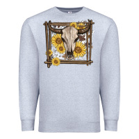 Heather Grey western bull skull Premium Sweatshirt - MaliasSmallBusiness