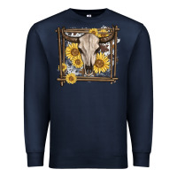 Navy western bull skull Premium Sweatshirt - MaliasSmallBusiness