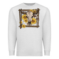 Oatmeal Heather western bull skull Premium Sweatshirt - MaliasSmallBusiness