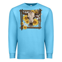 Ocean Blue western bull skull Premium Sweatshirt - MaliasSmallBusiness