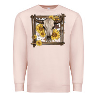 Pale Pink western bull skull Premium Sweatshirt - MaliasSmallBusiness