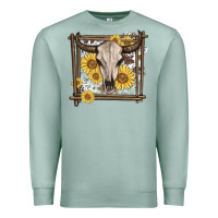 Seafoam western bull skull Premium Sweatshirt - MaliasSmallBusiness