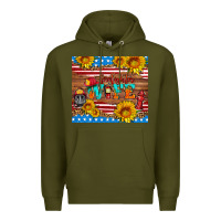 Army Green american flag firefighter wife Premium Hoodie - HRA Design Shop