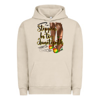 Pigment French Oak steppin' in to juneteenth heels Urban Hoodie - HRA Design Shop