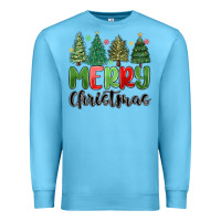 Ocean Blue merry christmas trees Premium Sweatshirt - MaliasSmallBusiness