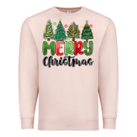 Pale Pink merry christmas trees Premium Sweatshirt - MaliasSmallBusiness