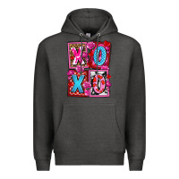 Charcoal Heather xoxo with roses and candies olivia Premium Hoodie - OliviaCreatesArt