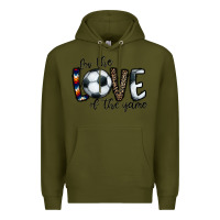 Army Green for the love of the game socer Premium Hoodie - CowhideDigitalArt