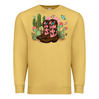 Antique Gold cowboy boots with cactus Premium Sweatshirt - MaliasSmallBusiness