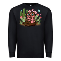 Black cowboy boots with cactus Premium Sweatshirt - MaliasSmallBusiness