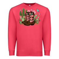 Cardinal cowboy boots with cactus Premium Sweatshirt - MaliasSmallBusiness