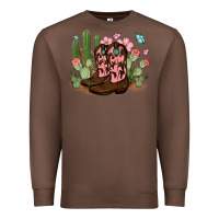 Chestnut cowboy boots with cactus Premium Sweatshirt - MaliasSmallBusiness
