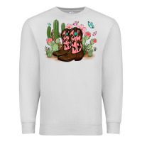 Dove Grey cowboy boots with cactus Premium Sweatshirt - MaliasSmallBusiness