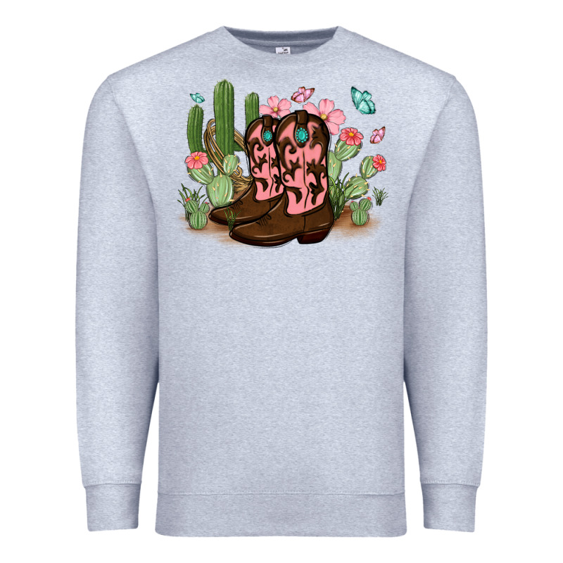 Cowboy Boots With Cactus Premium Sweatshirt by MaliasSmallBusiness | Teevron