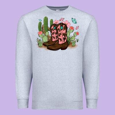 Premium Sweatshirt cowboy boots with cactus