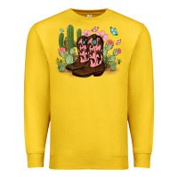 Lemon cowboy boots with cactus Premium Sweatshirt - MaliasSmallBusiness