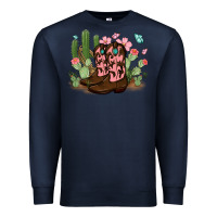 Navy cowboy boots with cactus Premium Sweatshirt - MaliasSmallBusiness