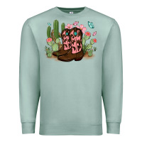 Seafoam cowboy boots with cactus Premium Sweatshirt - MaliasSmallBusiness