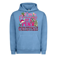 Pigment Pebble Blue I Am Dreaming Of A Pink Christmas Urban Hoodie - FaDigitalArtStudio