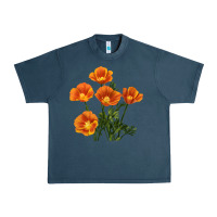 Midnight Navy California Poppy Flower Urban Heavy Tee - RanaPortraitStore