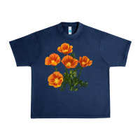 Navy California Poppy Flower Urban Heavy Tee - RanaPortraitStore