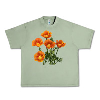 Oil Green California Poppy Flower Urban Heavy Tee - RanaPortraitStore
