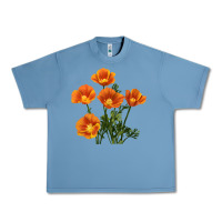 Pebble Blue California Poppy Flower Urban Heavy Tee - RanaPortraitStore
