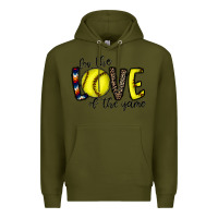 Army Green for the love of the game softball Premium Hoodie - CowhideDigitalArt