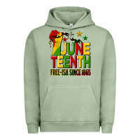 Pigment Oil Green juneteenth fist free ish since 1865 Urban Hoodie - HRA Design Shop