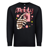 Black anxiety skeleton hand Premium Sweatshirt - MaliasSmallBusiness