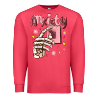 Cardinal anxiety skeleton hand Premium Sweatshirt - MaliasSmallBusiness