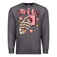 Charcoal Heather anxiety skeleton hand Premium Sweatshirt - MaliasSmallBusiness