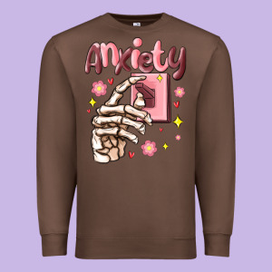 Anxiety Skeleton Hand Premium Sweatshirt Designed By Maliassmallbusiness