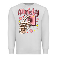 Dove Grey anxiety skeleton hand Premium Sweatshirt - MaliasSmallBusiness
