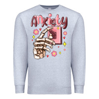 Heather Grey anxiety skeleton hand Premium Sweatshirt - MaliasSmallBusiness