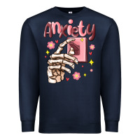 Navy anxiety skeleton hand Premium Sweatshirt - MaliasSmallBusiness
