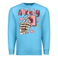 Ocean Blue anxiety skeleton hand Premium Sweatshirt - MaliasSmallBusiness