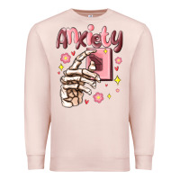 Pale Pink anxiety skeleton hand Premium Sweatshirt - MaliasSmallBusiness