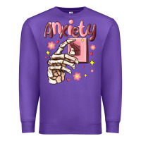 Purple anxiety skeleton hand Premium Sweatshirt - MaliasSmallBusiness