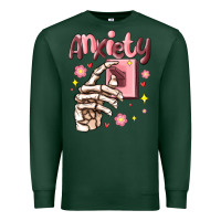 Sports Green anxiety skeleton hand Premium Sweatshirt - MaliasSmallBusiness