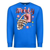 True Royal anxiety skeleton hand Premium Sweatshirt - MaliasSmallBusiness