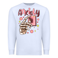 White anxiety skeleton hand Premium Sweatshirt - MaliasSmallBusiness