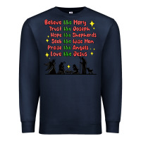 Navy jesus and family belive like mary Premium Sweatshirt - MaliasSmallBusiness