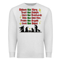 Oatmeal Heather jesus and family belive like mary Premium Sweatshirt - MaliasSmallBusiness