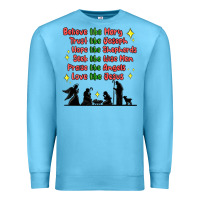 Ocean Blue jesus and family belive like mary Premium Sweatshirt - MaliasSmallBusiness