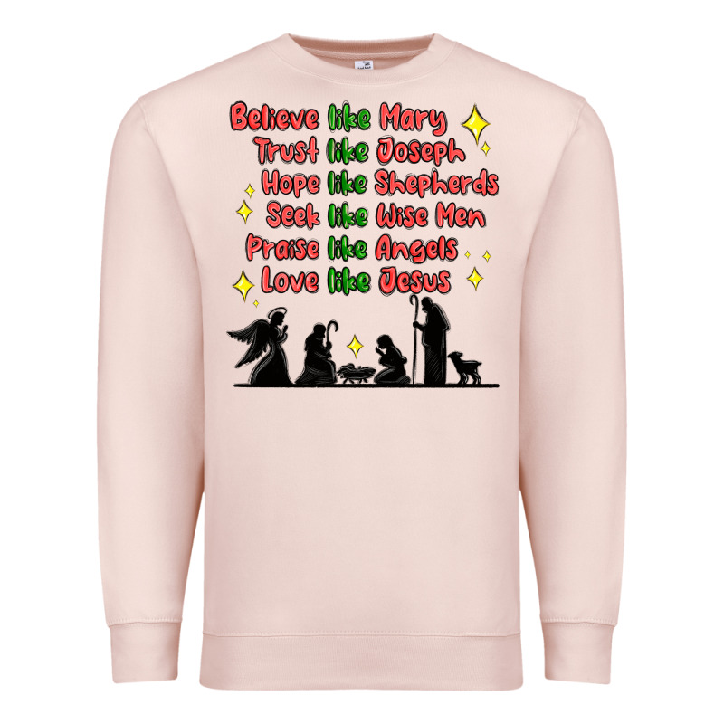 Jesus And Family Belive Like Mary Premium Sweatshirt by MaliasSmallBusiness | Teevron