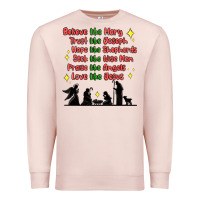 Pale Pink jesus and family belive like mary Premium Sweatshirt - MaliasSmallBusiness