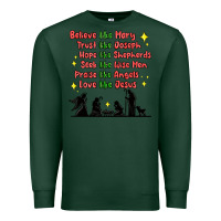 Sports Green jesus and family belive like mary Premium Sweatshirt - MaliasSmallBusiness